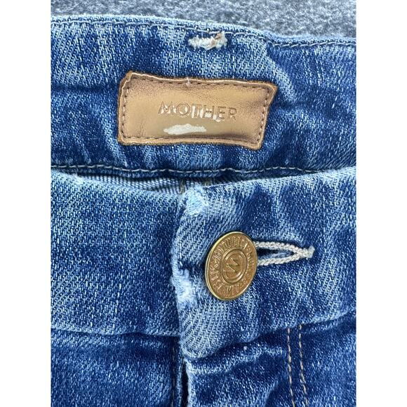 Mother Women sz 25 High Waisted Double Looker Ankle Fray Cotton Denim Skinny - Picture 5 of 16